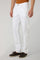 White Garment Dyed Cotton Silk 5-Pocket Trousers