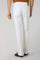 White Garment Dyed Cotton Silk 5-Pocket Trousers