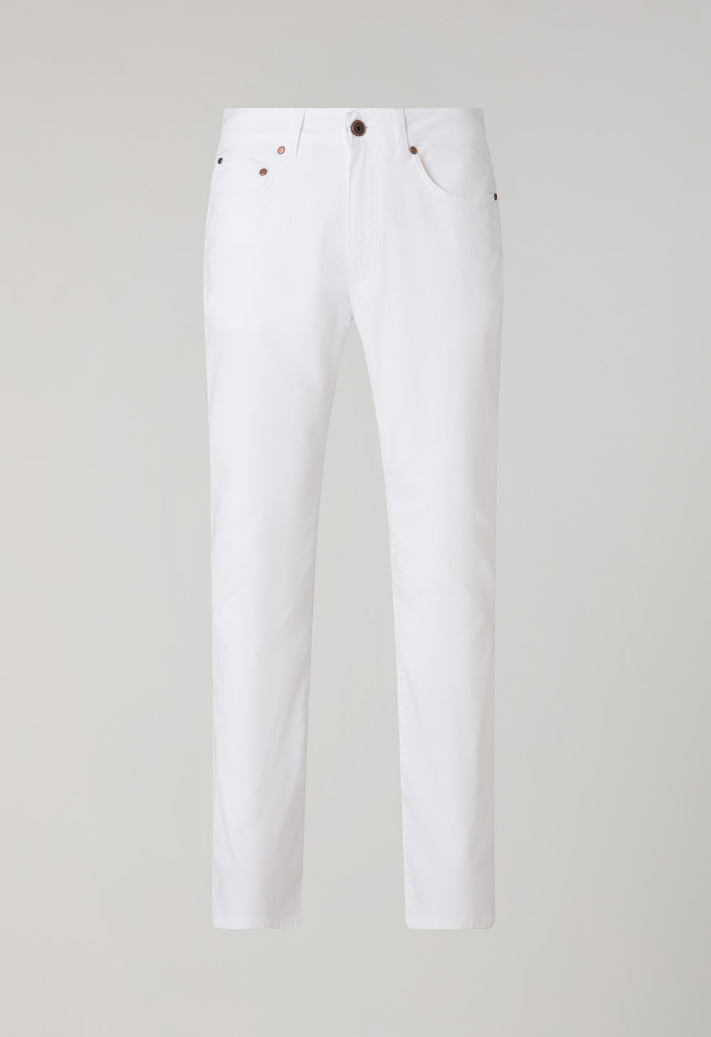 White Garment Dyed Cotton Silk 5-Pocket Trousers