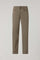 Taupe Garment Dyed Cotton Silk 5-Pocket Trousers