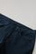 Blue Garment Dyed Cotton Silk 5-Pocket Trousers