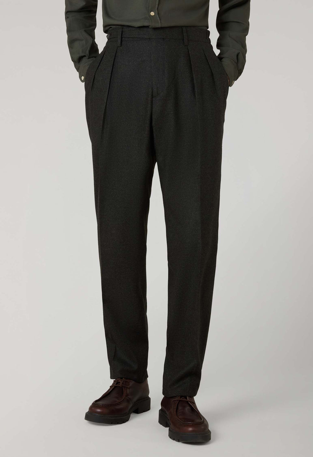 Dark Green Flannel Mario Trousers