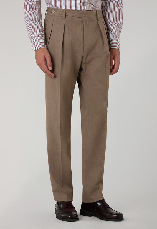 Pantalone Mario in lana stretch beige