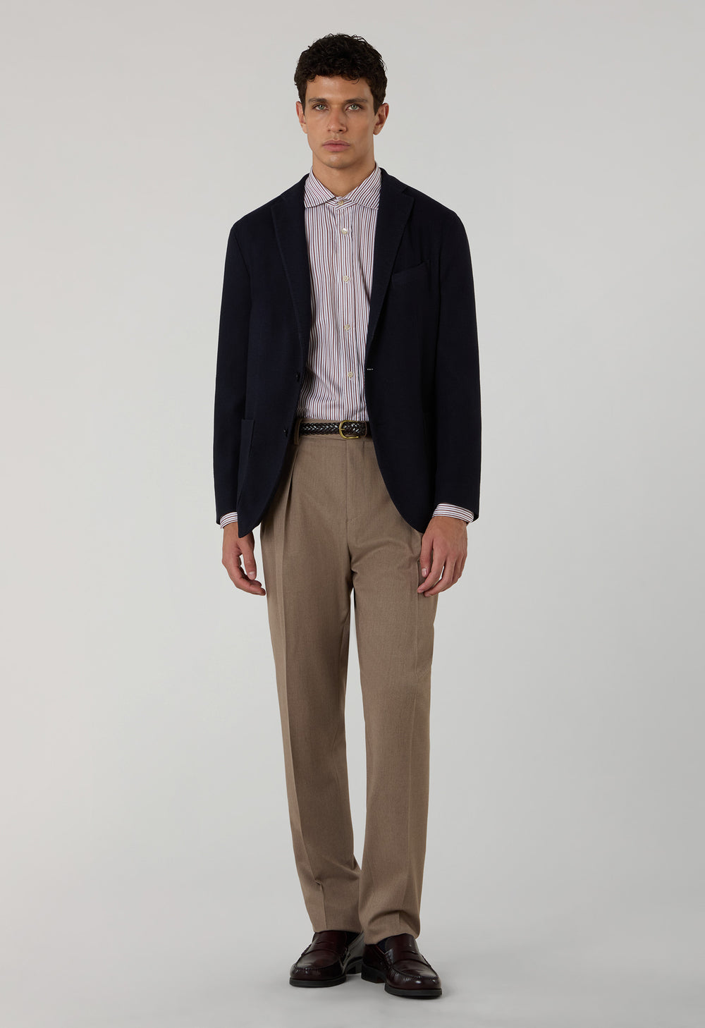 Pantalone Mario in lana stretch beige
