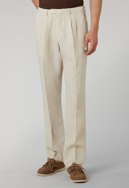 Pantalone Napoli in lino tinto in capo beige