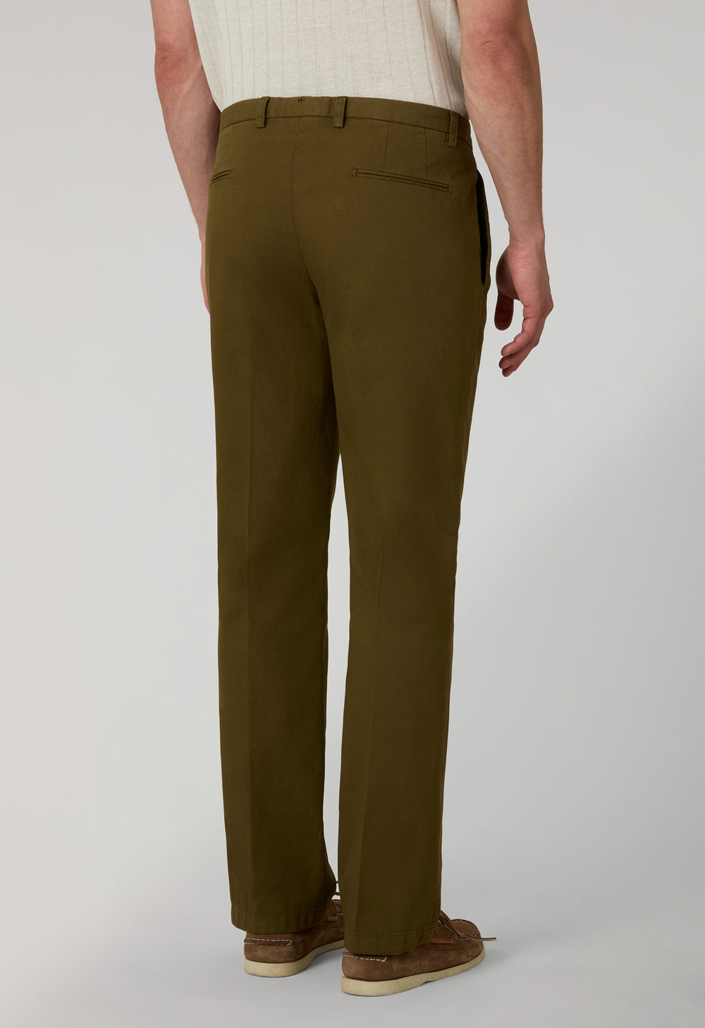 Light Brown Garment Dyed Stretch Cotton Napoli Trousers