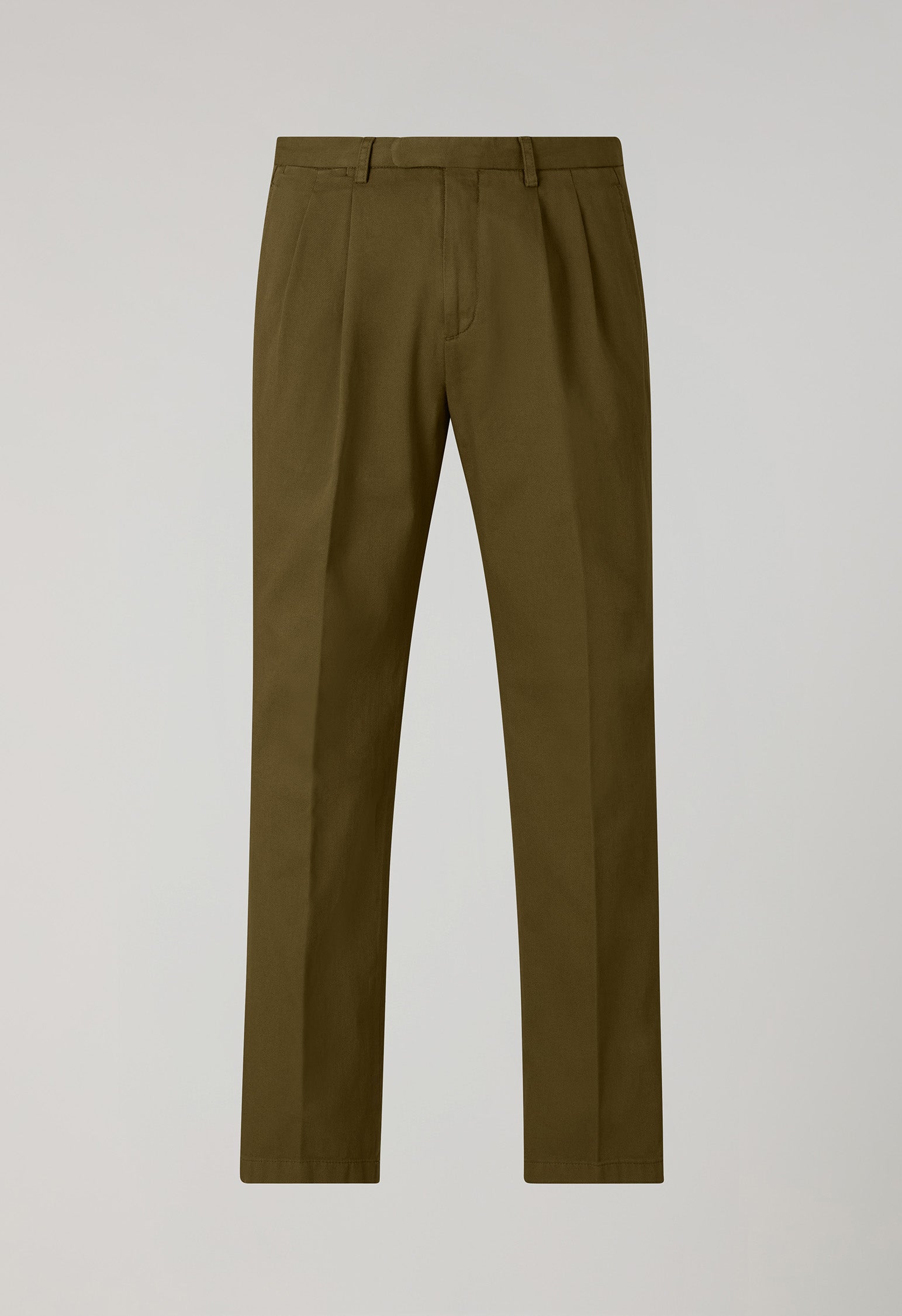 Light Brown Garment Dyed Stretch Cotton Napoli Trousers