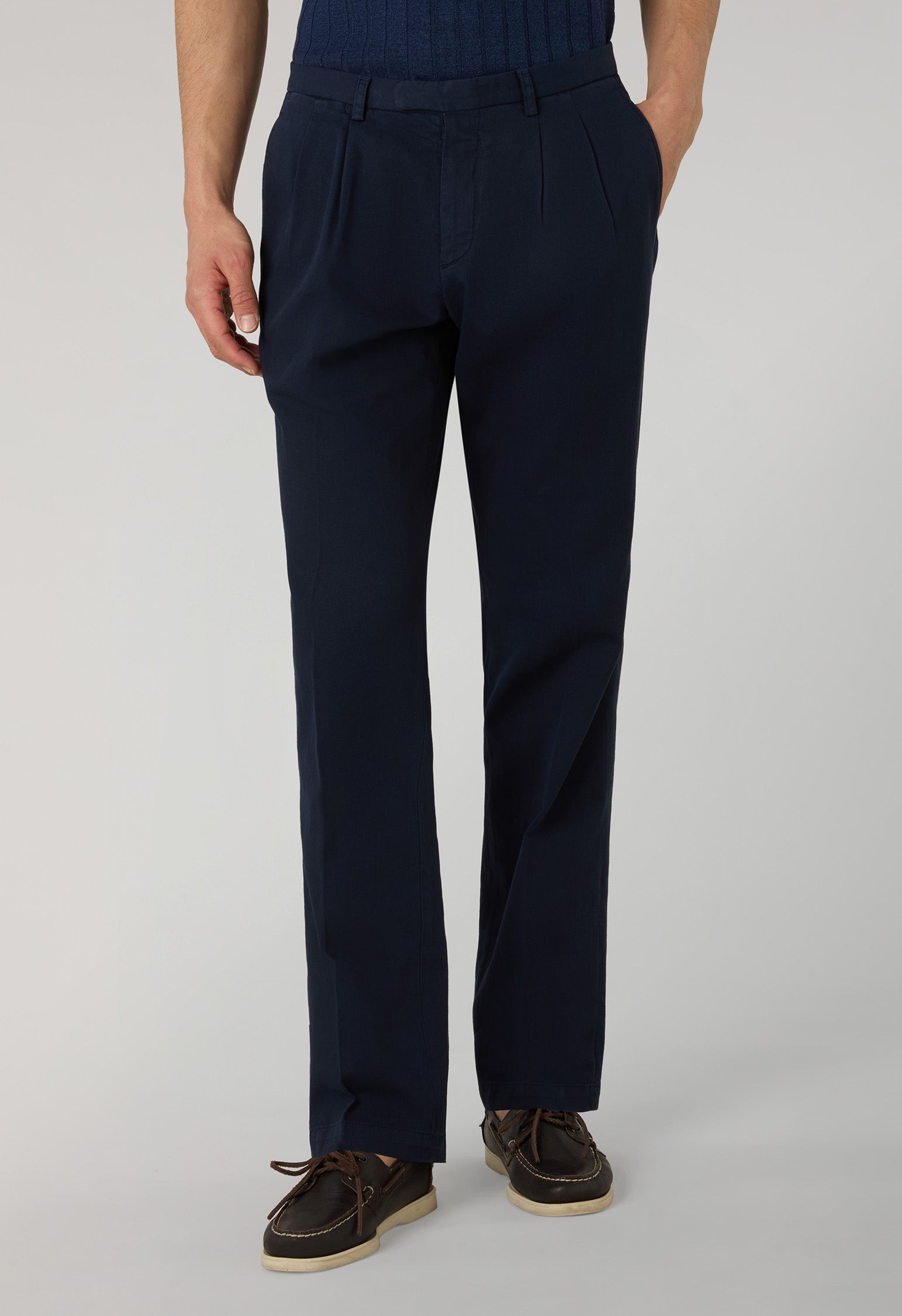 Pantalone Napoli in cotone stretch tinto in capo blu