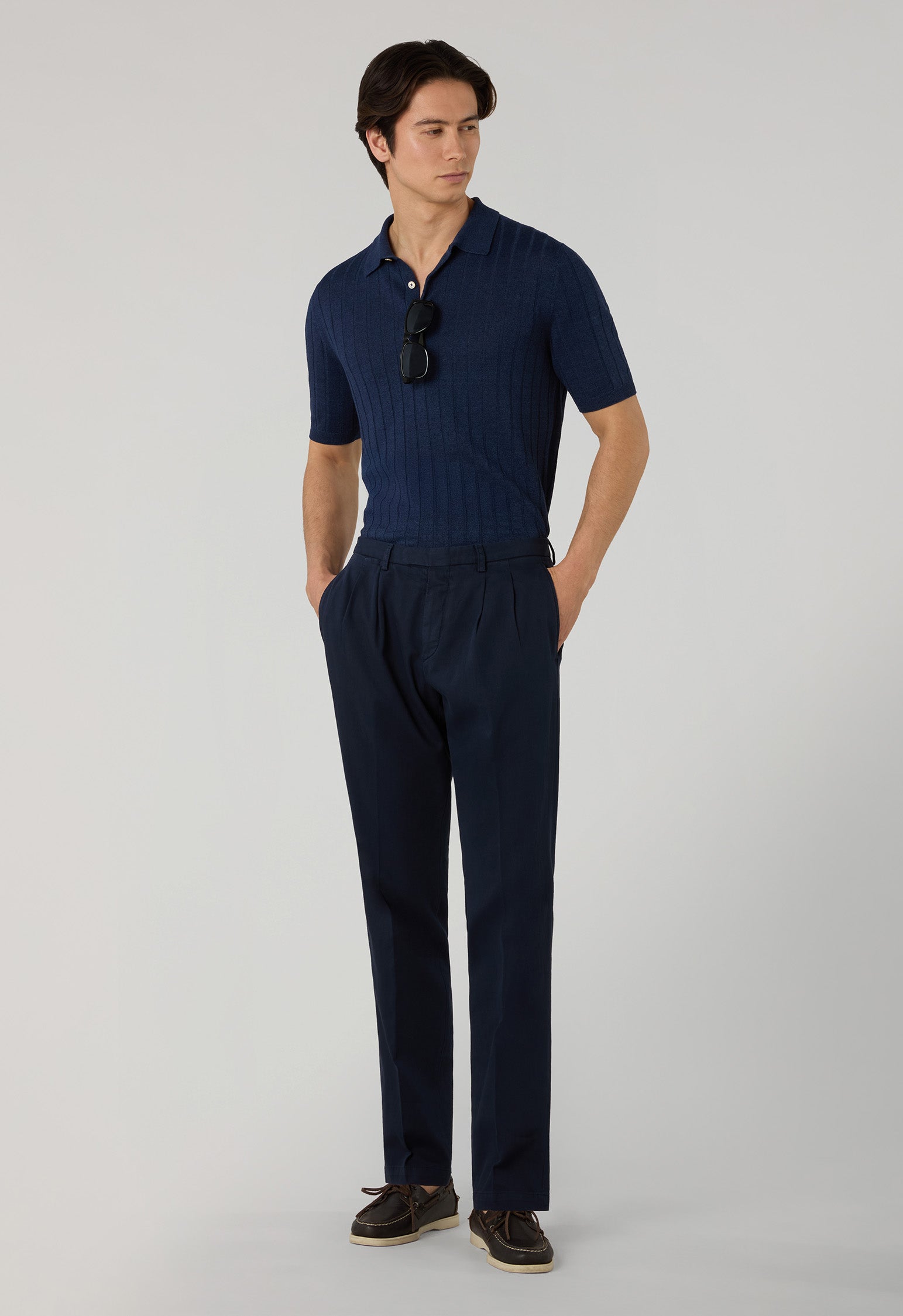 Pantalone Napoli in cotone stretch tinto in capo blu