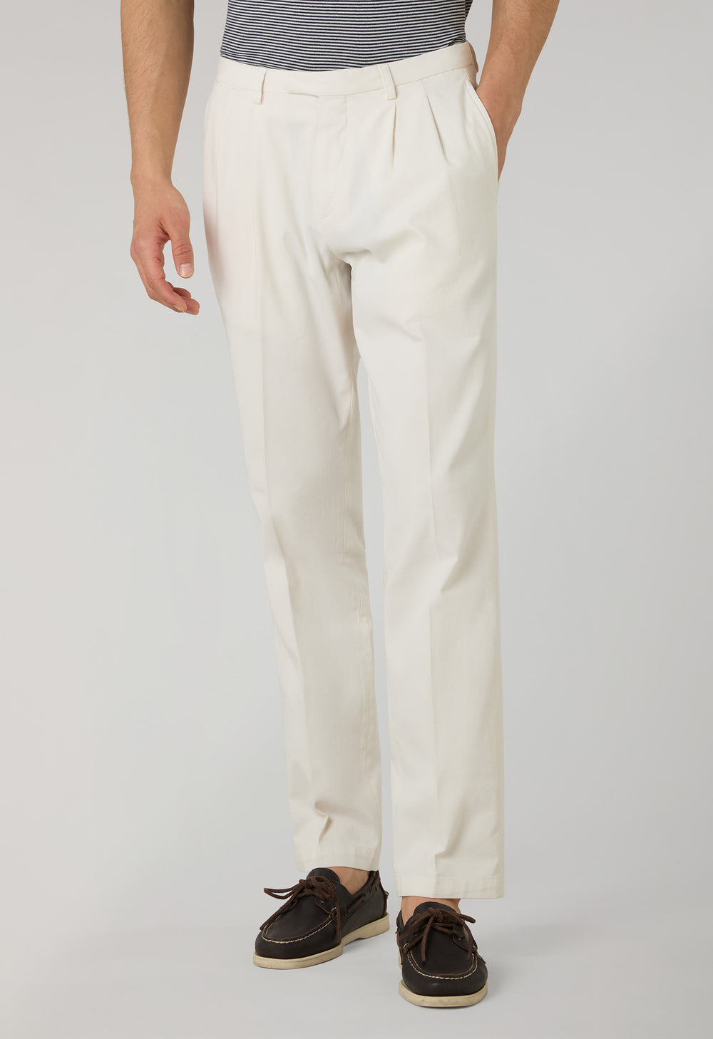 Pantalone Napoli in cotone stretch tinto in capo ghiaccio