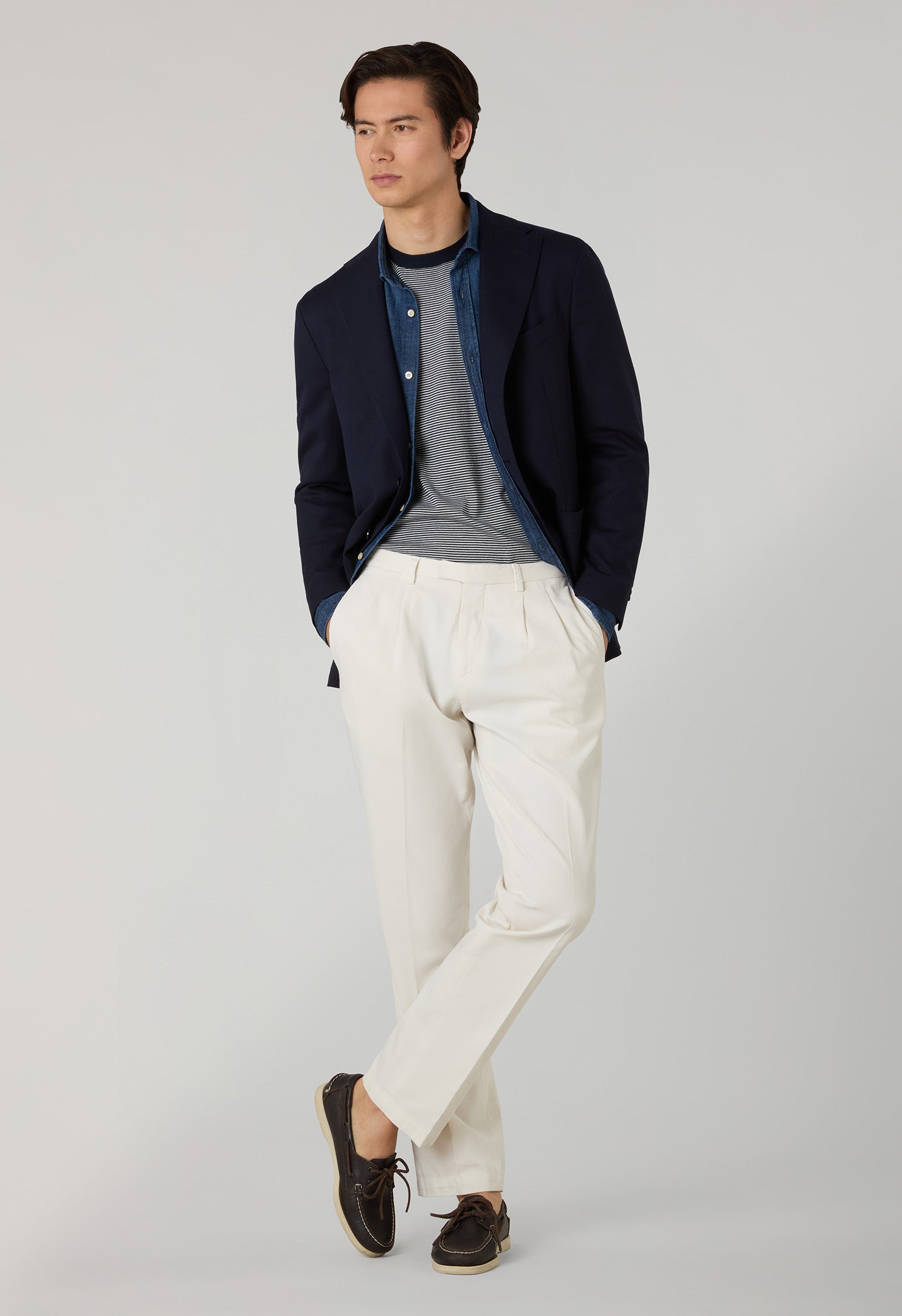 Pantalone Napoli in cotone stretch tinto in capo ghiaccio