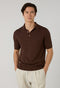 Brown Linen Cotton Flat Rib Short-Sleeve Polo