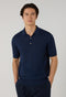 Brown Linen Cotton Flat Rib Short-Sleeve Polo