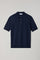 Blue Linen Cotton Flat Rib Short-Sleeve Polo