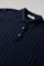 Blue Linen Cotton Flat Rib Short-Sleeve Polo
