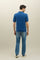 Blue Garment Dyed Cotton Short-Sleeve Polo