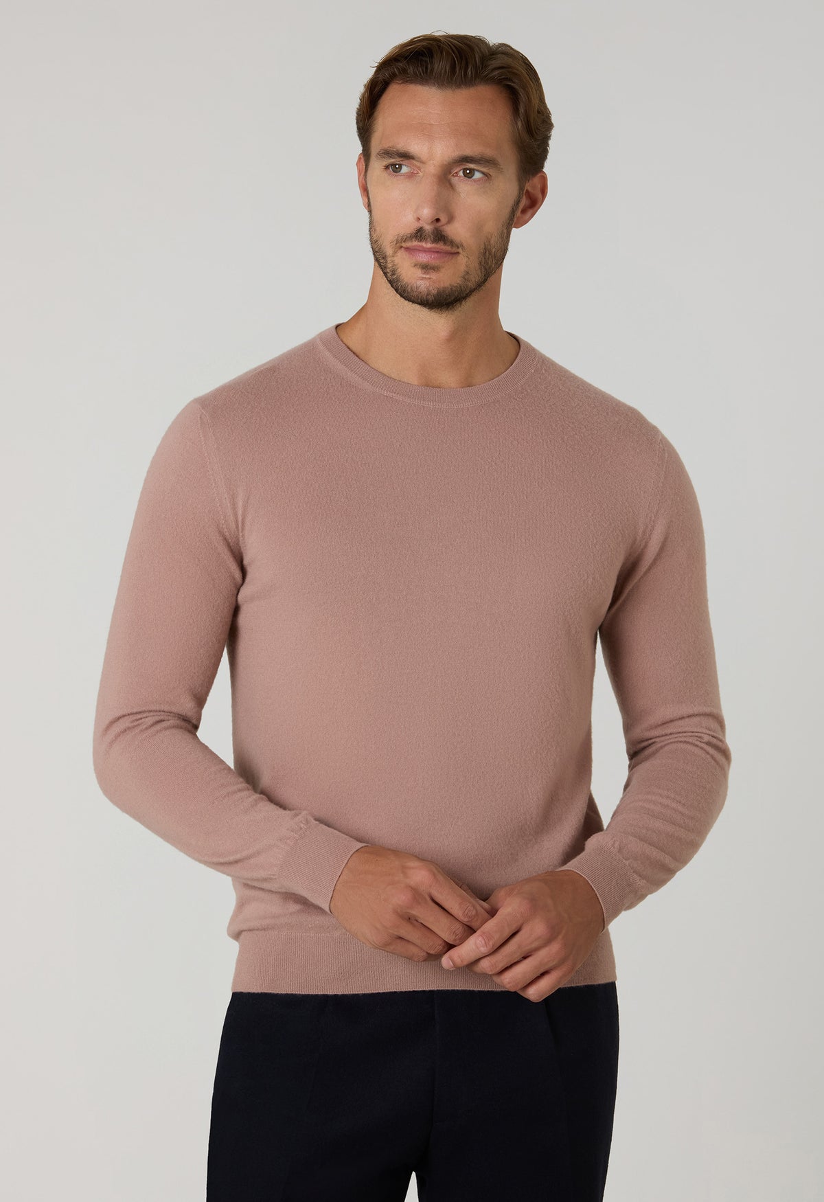 Girocollo in cashmere pettinato rosa