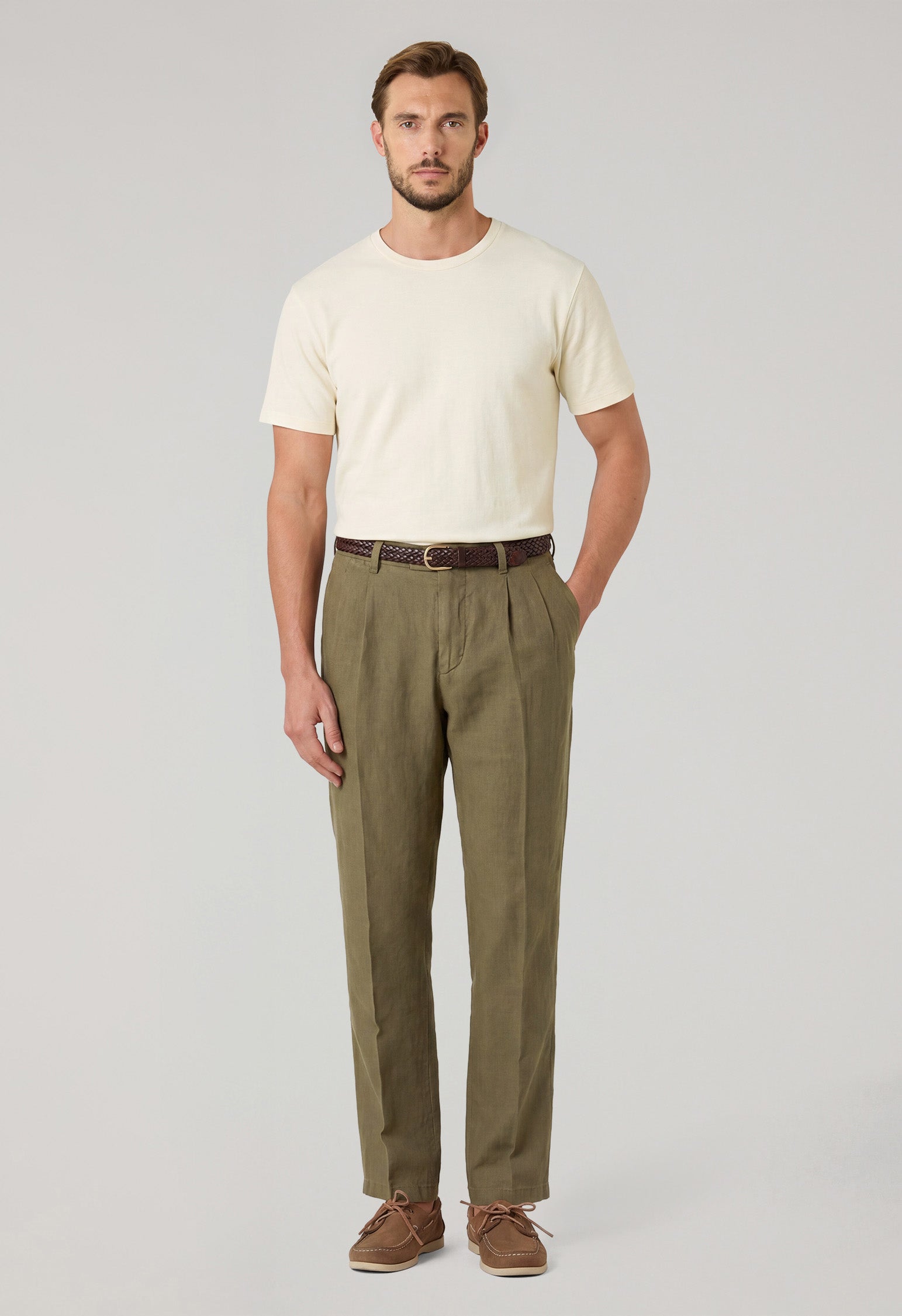 T-Shirt bianca in cotone e lino