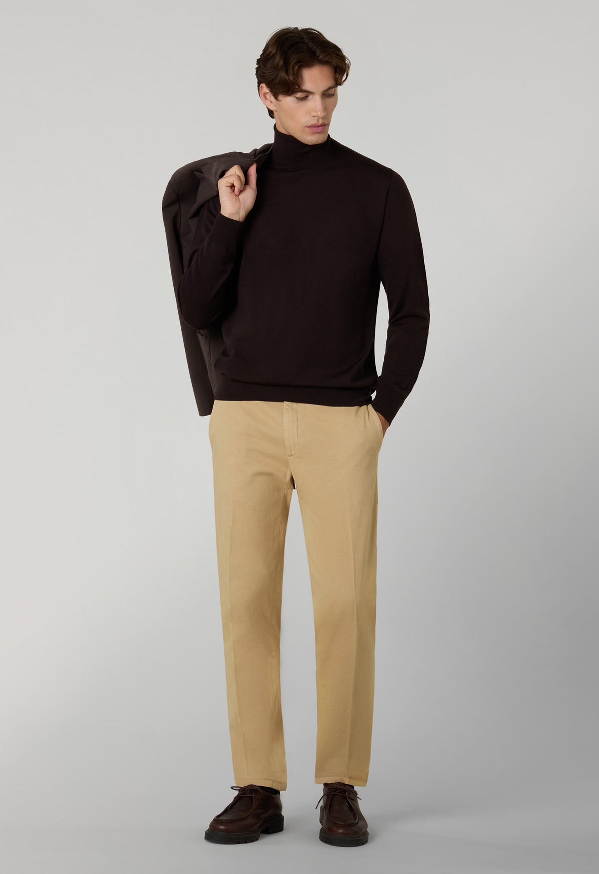 Dark Brown Superlight Wool Turtleneck