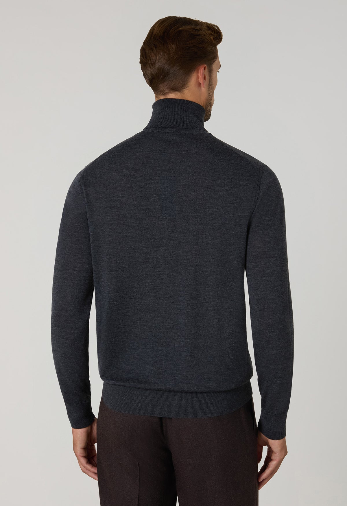 Dunkelgrauer Rollkragenpullover aus Superlight-Wolle