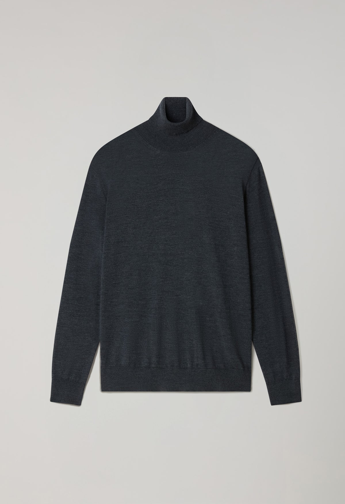 Dunkelgrauer Rollkragenpullover aus Superlight-Wolle
