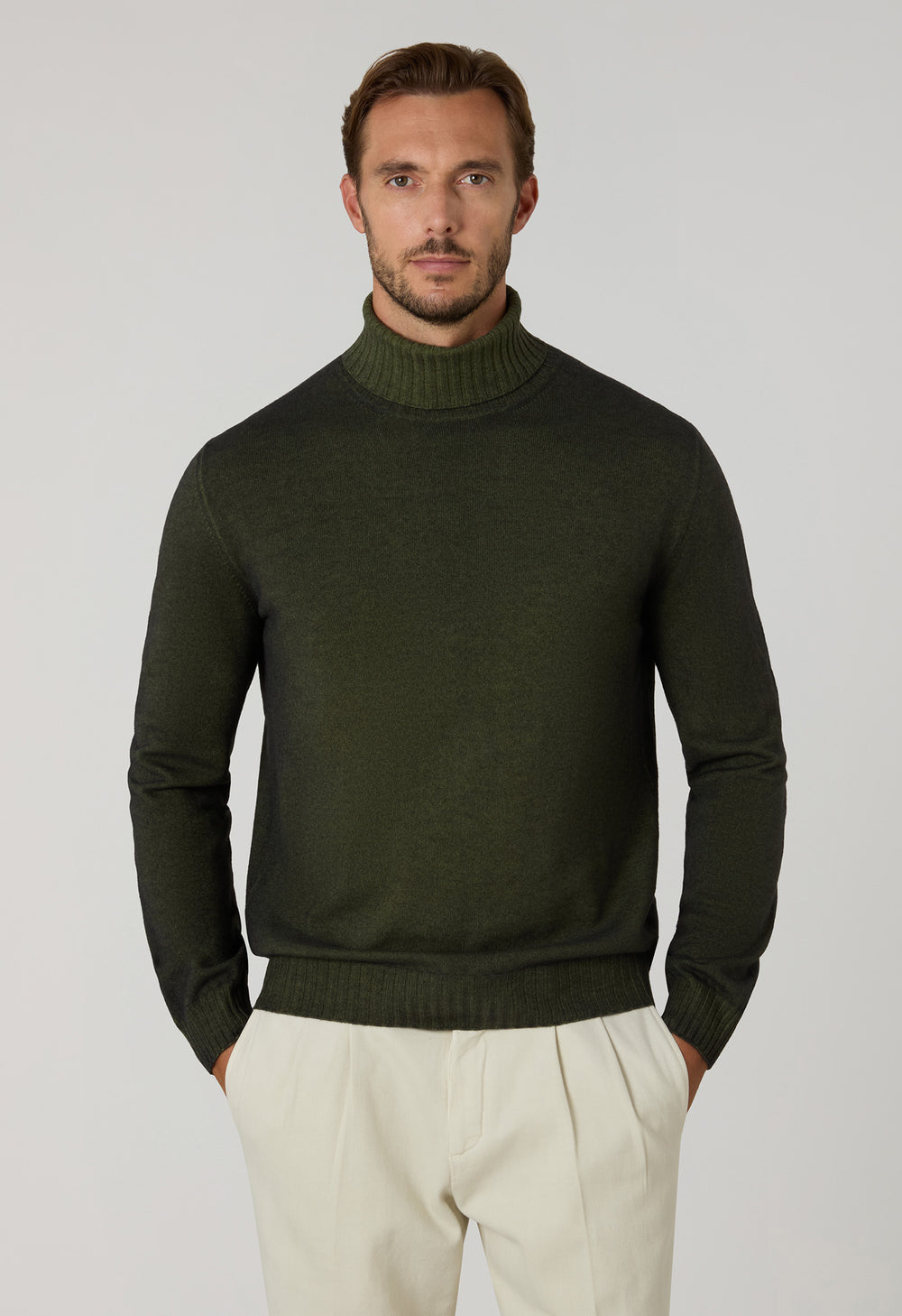 Grüner Rollkragenpullover aus Kaschmir Tinto Velo