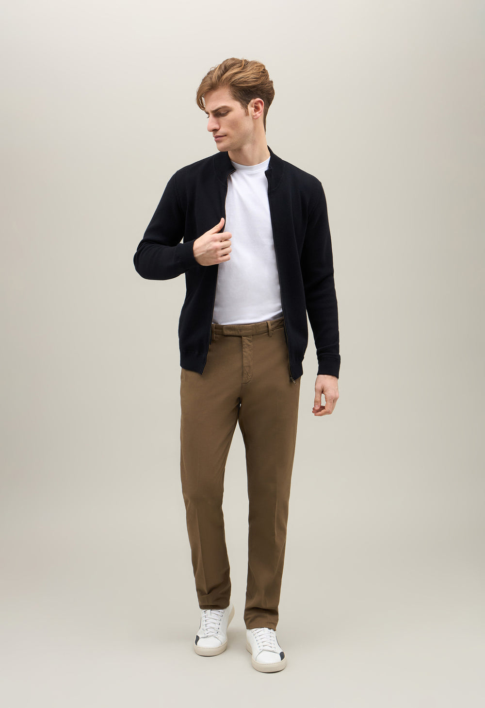 Bomber in maglia in cotone e cashmere blu