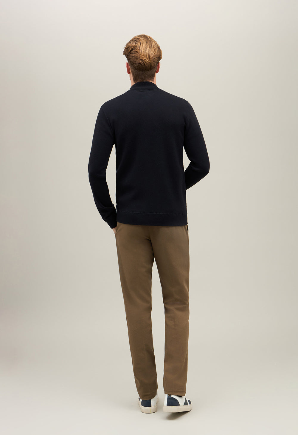 Bomber in maglia in cotone e cashmere blu