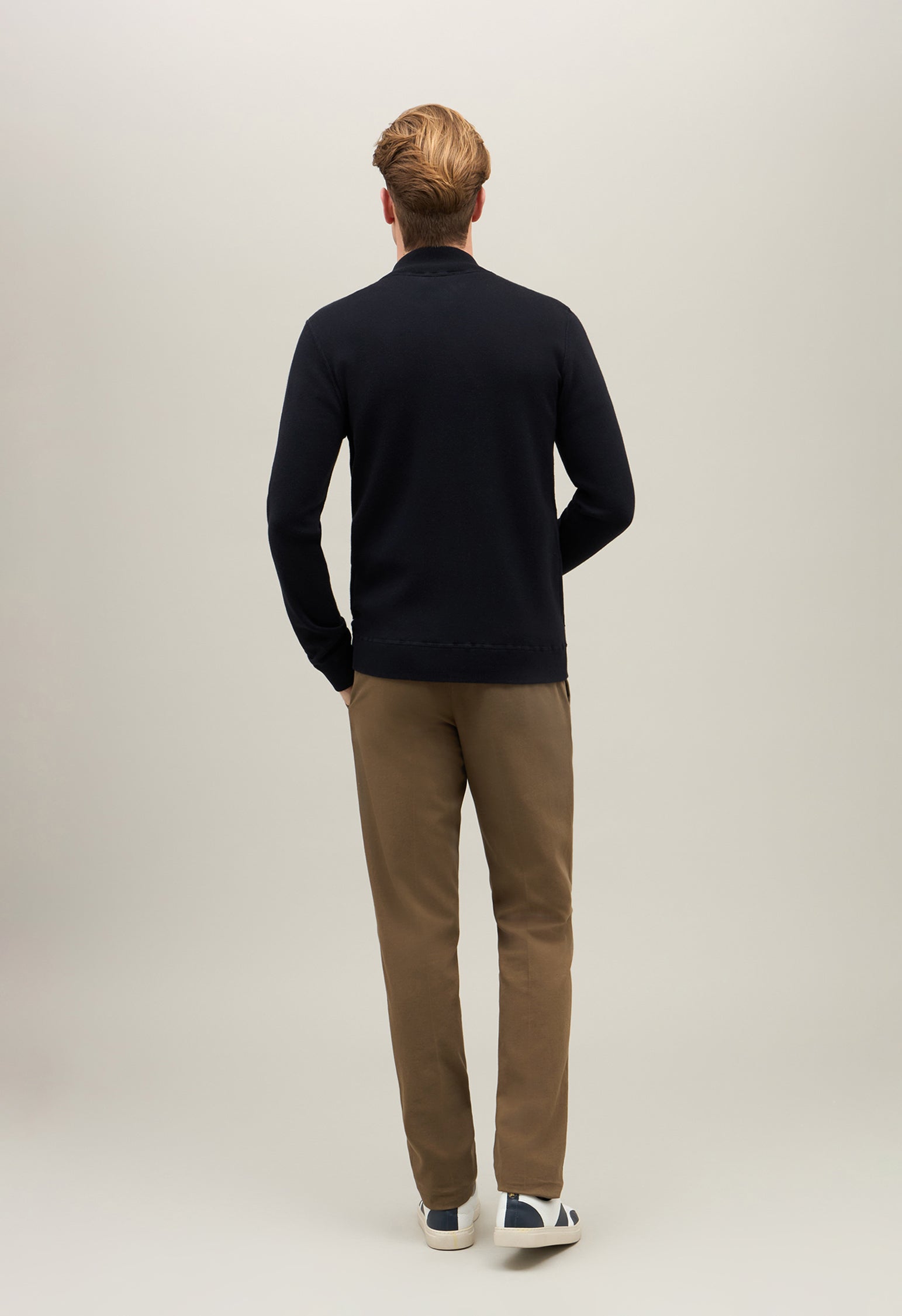 Bomber in maglia in cotone e cashmere blu