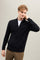 Bomber in maglia in cotone e cashmere blu
