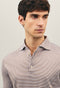 Brown Cotton striped short sleeve Polo