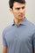 Blue Cotton striped short sleeve Polo
