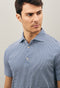 Blue Cotton striped short sleeve Polo
