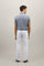 Blue Cotton striped short sleeve Polo