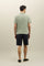 Green Blended Linen Cotton Short-Sleeve Polo