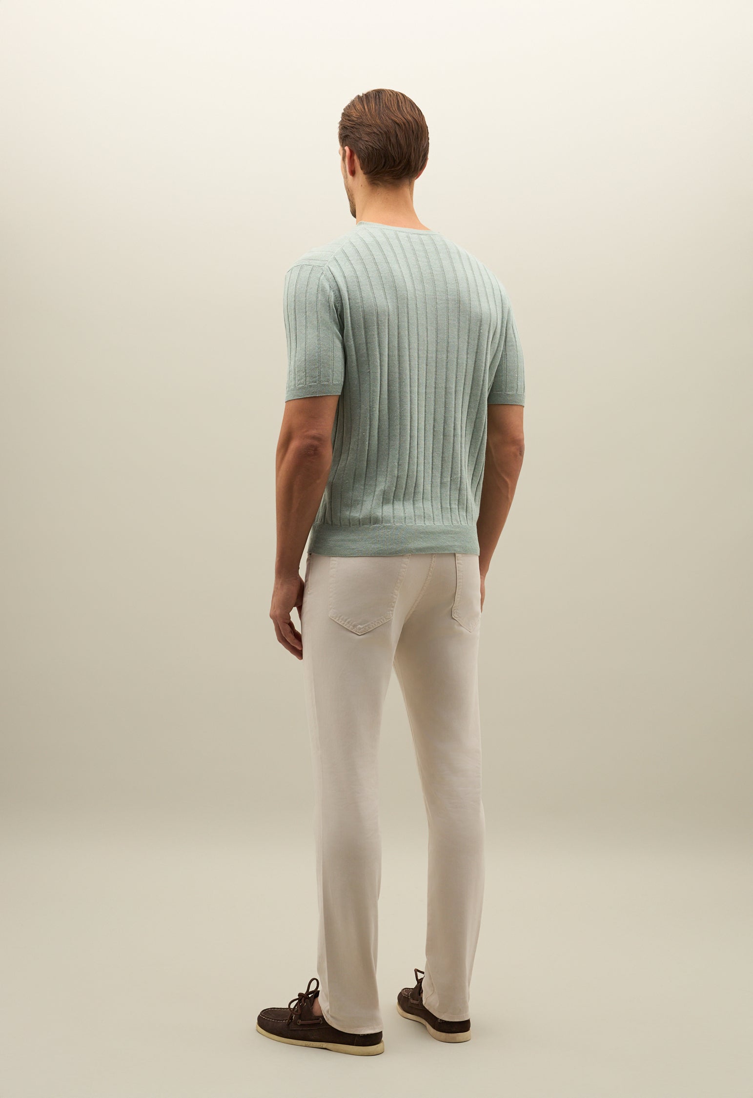 Green Flat Rib Linen T-Shirt