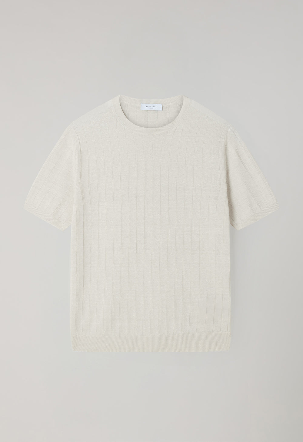 T-Shirt in lino e cotone a coste piatte bianco caldo