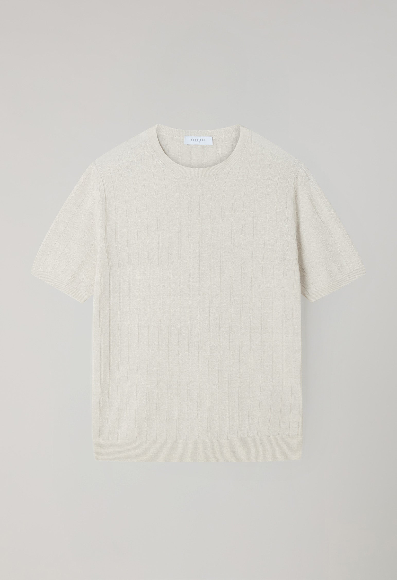 T-Shirt in lino e cotone a coste piatte bianco caldo