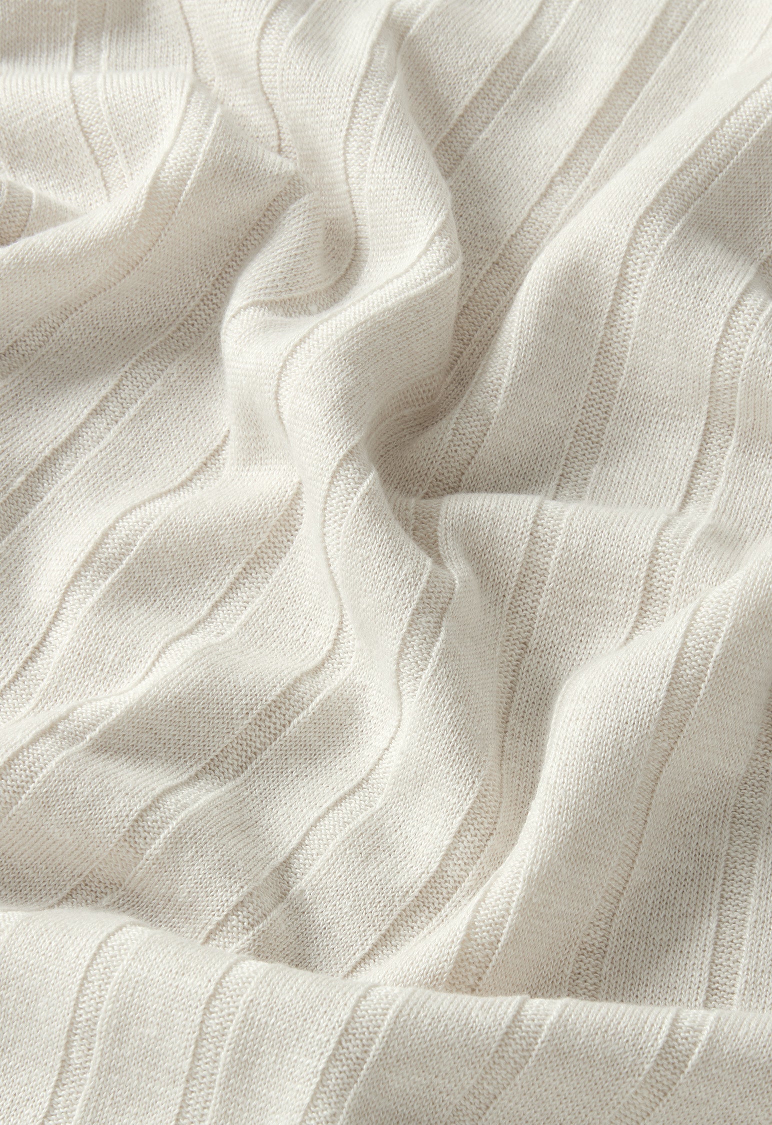 T-Shirt in lino e cotone a coste piatte bianco caldo