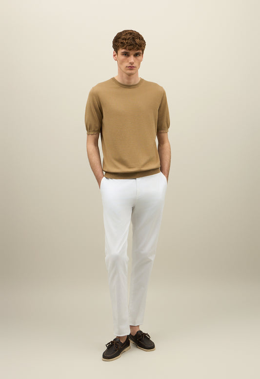 T-Shirt in cotone tinto in capo marrone chiaro