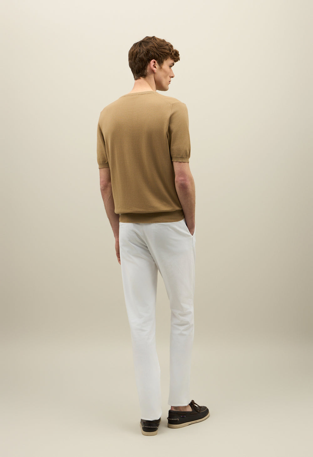 Light Brown Garment Dyed Cotton T-Shirt