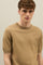 Light Brown Garment Dyed Cotton T-Shirt