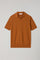 Orangefarbenes stückgefärbtes Kurzarm-Poloshirt aus Baumwoll-Pikee