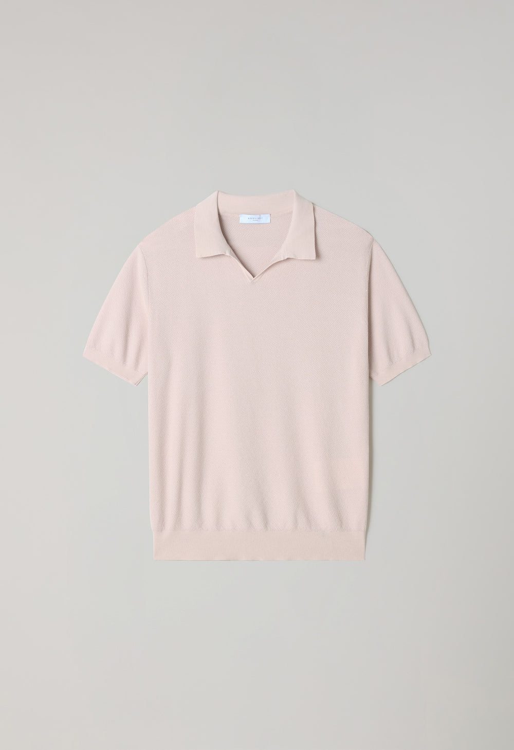 Pastel Pink Garment Dyed Cotton Piqué Short-Sleeve Polo
