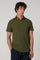 Dark Khaki Cotton Linen Short-Sleeve Polo