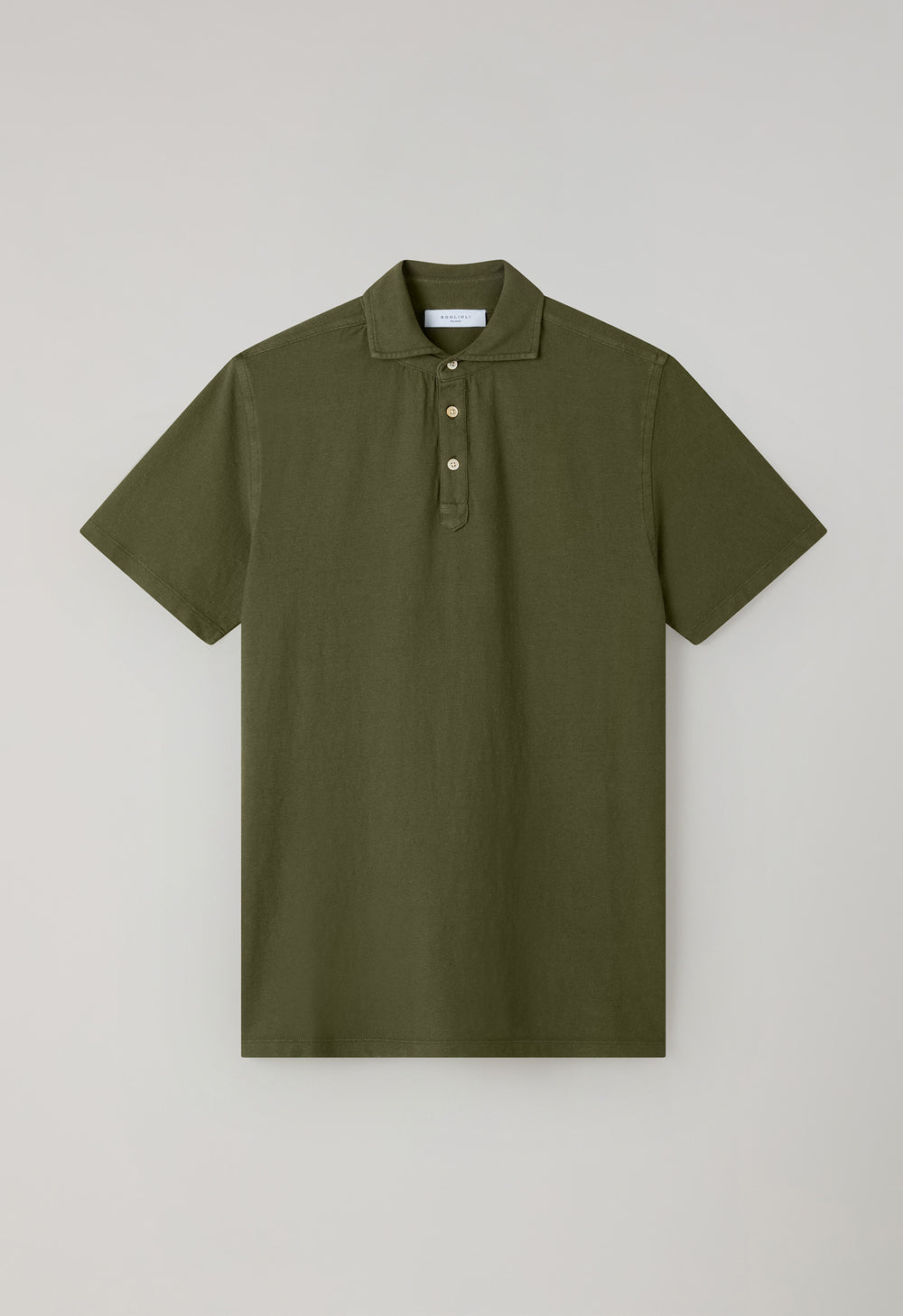 Dark Khaki Cotton Linen Short-Sleeve Polo