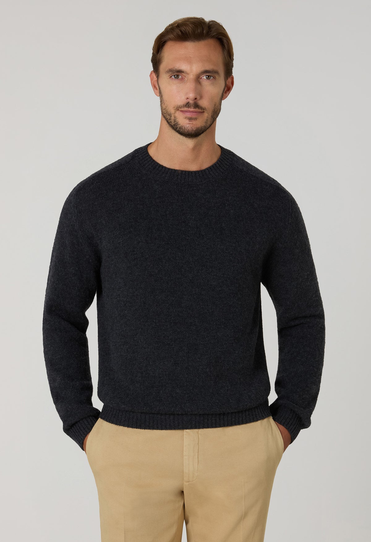 Girocollo in lana e cashmere grigio scuro
