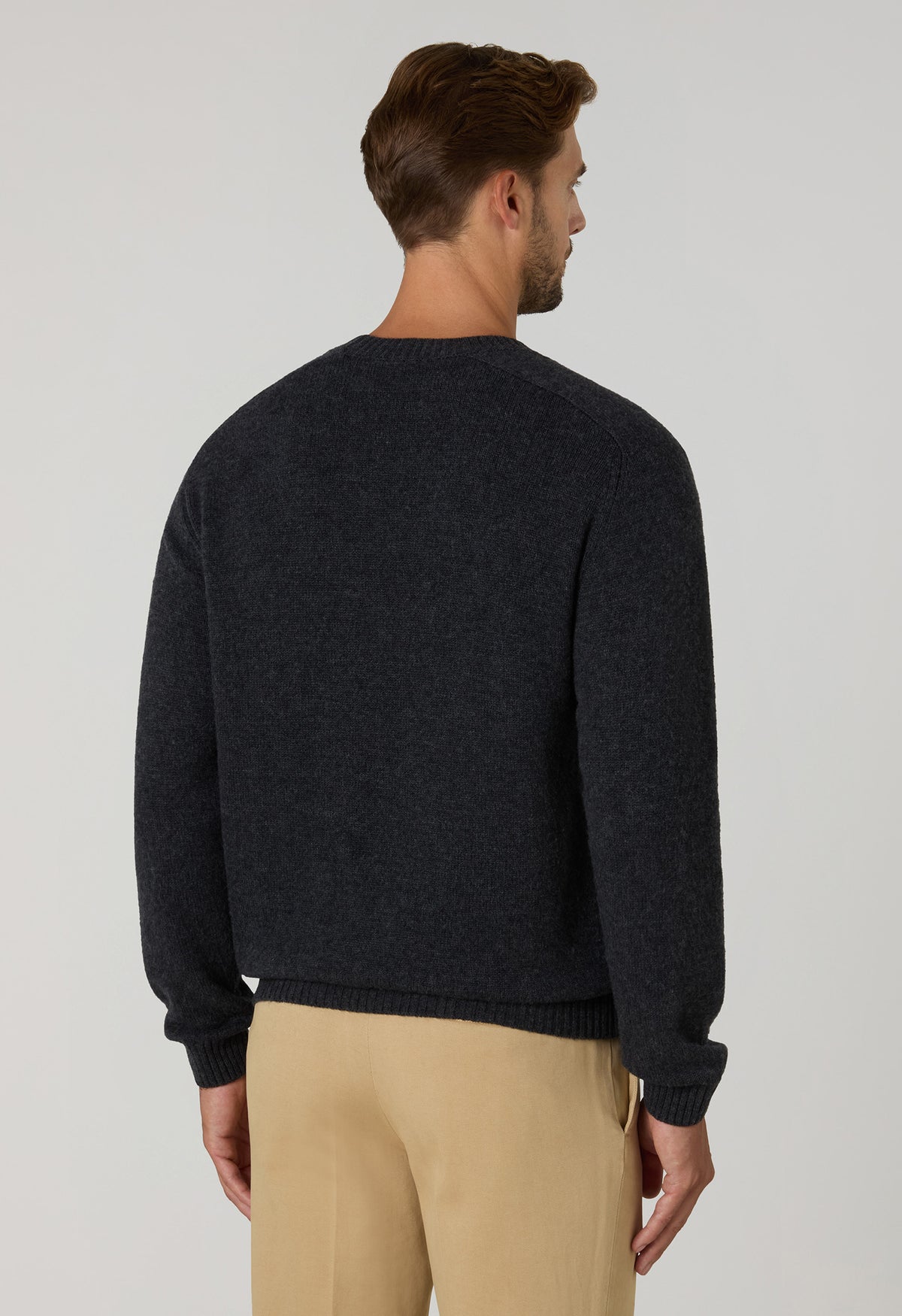 Girocollo in lana e cashmere grigio scuro