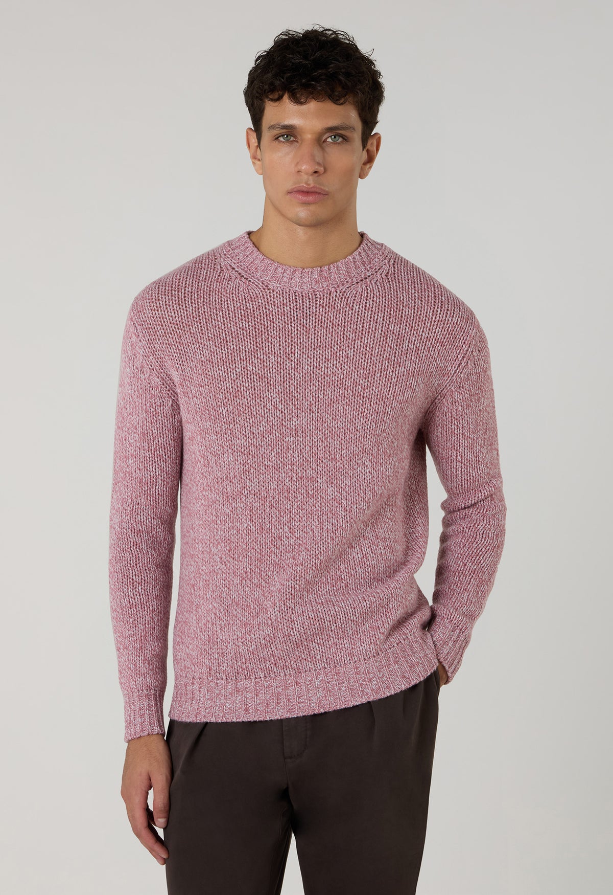 Girocollo in lana e cashmere Mouliné rosa