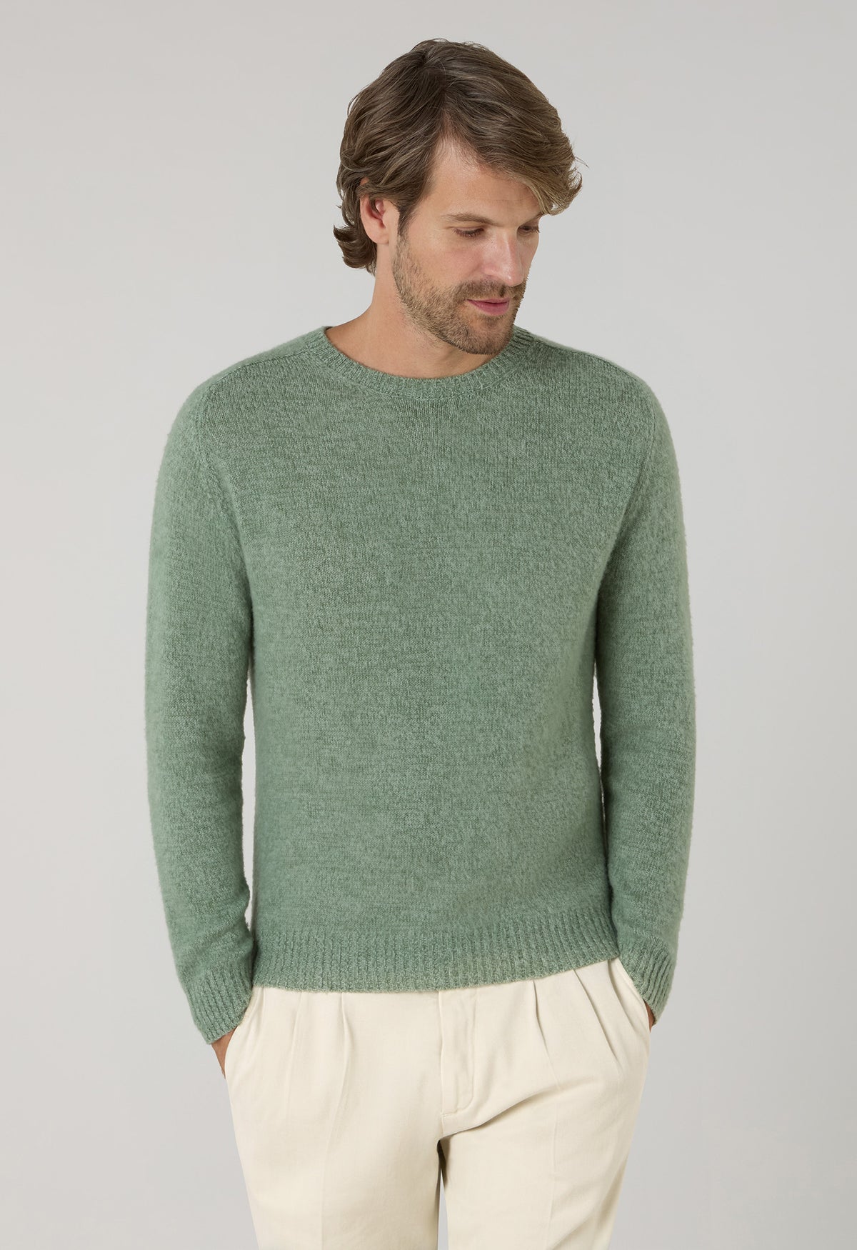 Girocollo in cashmere Mouliné verde